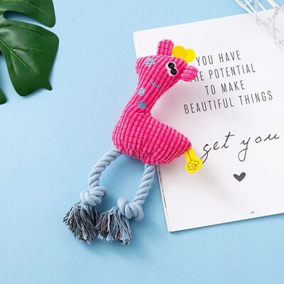 1 gabals suņa mājdzīvnieka kokvilnas virves plīša skaņas rotaļlieta, divi flaneļa briežu veidi