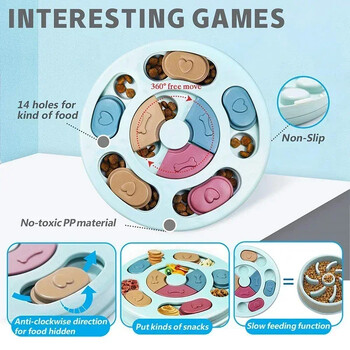 Slow Feeder Increase Puppy Dog Puzzle Interactive Toys, Dispenser Food, Slowly Eating NonSlip Bowl Pet Cat Dogs Game Training