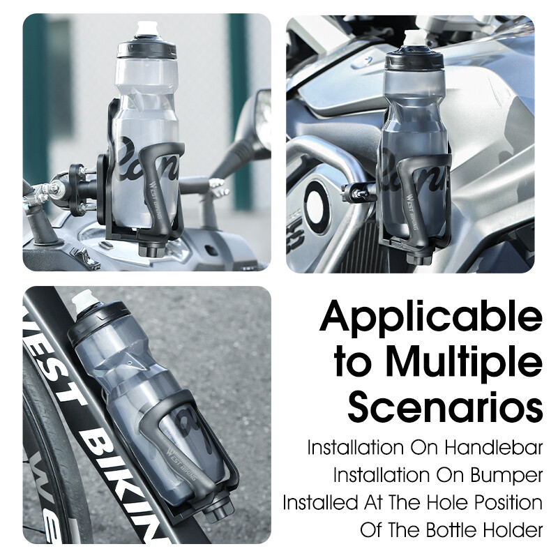 WEST BIKING Motocikla ūdens pudeles turētājs Velosipēda triecienizturīgs stabils krūzes turētājs Regulējams E-velosipēda tējkannas turētājs Velosipēdu daļas