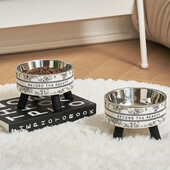 Zdjela za mačke protiv prevrtanja od nehrđajućeg čelika posuda za hranjenje i vodu visoka stopala velika usta pribor za hranu za mačke i pse u obliku cvijeta