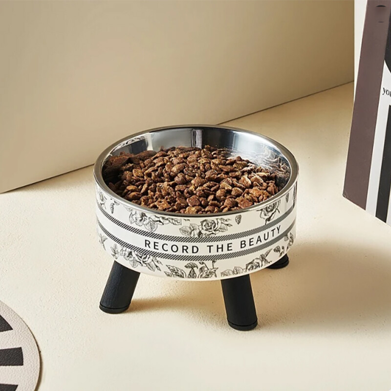 Zdjela za mačke protiv prevrtanja od nehrđajućeg čelika posuda za hranjenje i vodu visoka stopala velika usta pribor za hranu za mačke i pse u obliku cvijeta