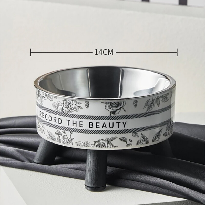 Zdjela za mačke protiv prevrtanja od nehrđajućeg čelika posuda za hranjenje i vodu visoka stopala velika usta pribor za hranu za mačke i pse u obliku cvijeta