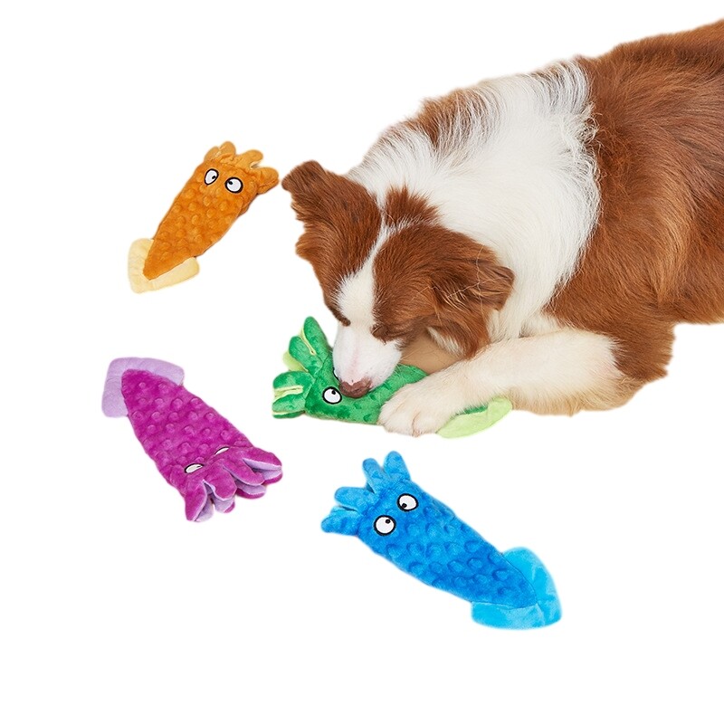 Plīša suņu rotaļlietas maziem lieliem suņiem Zobu tīrīšanai košļājamā rotaļlieta Smieklīga astoņkāja čaumalas čīkstoša interaktīva mājdzīvnieku rotaļlietu piederumi