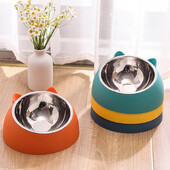 Kućni ljubimac ukošena posuda za pse od nehrđajućeg čelika za zaštitu vrata zdjela za hranjenje vode za hranjenje mačke zdjela za mačke plastična zdjela dva u jedan, jedna dvostruka posuda