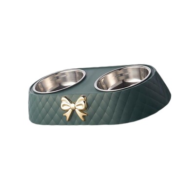 Dvostruke zdjele za pse, mačke, zdjele za kućne ljubimce od nehrđajućeg čelika, veličina 34x17,5x6,5 cm.