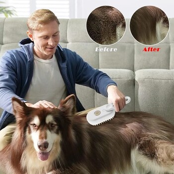 Αναβαθμισμένη έκδοση Pet Steam Brush Cat Dog Cleaning Steamy Spray Μασάζ Beauty Comb 3 σε 1 Προμήθειες περιποίησης αποτρίχωσης