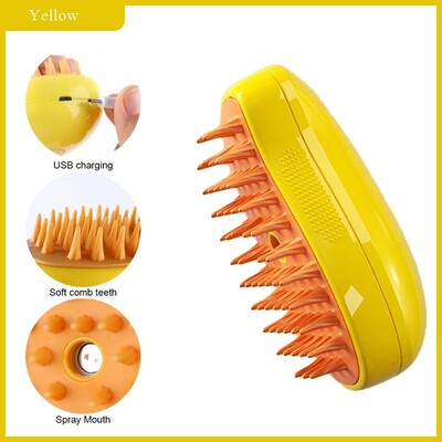 Подобрена версия Парна четка за домашни любимци Котка Куче Почистване Steamy Spray Масажен гребен за красота 3 в 1 Обезкосмяване Консумативи за подстригване
