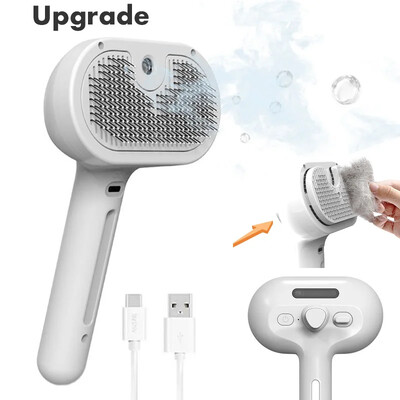 Uzlabota mājdzīvnieku izsmidzināmā kopšanas ķemme Tvaikojošs peldošs matu noņemšanas tīrīšana ar tvaika birstes veidošanu suņiem kaķiem Aksesuāri