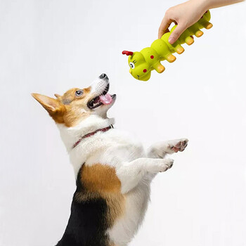 Παιχνίδι Latex Caterpillar Shape Pet Squeaky Dog Chew για σκύλους για μικρούς μεσαίους μεγάλους σκύλους Διαδραστικά παιχνίδια για κουτάβια προμήθειες για κατοικίδια