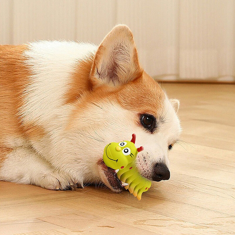 Igračka za žvakanje pasa Lateks u obliku gusjenice Pet Squeaky Igračke za male srednje velike pse Interaktivna zvučna igračka za štene Potrepštine za kućne ljubimce