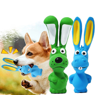 Играчка за дъвчене на кучета Гумена форма на заек Pet Squeaky Toys For Small Medium Dogs Интерактивно почистване на зъби Звучаща играчка за кучета Зоотовары