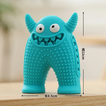 Dog Molar Toy Food Grade Silicone BPA Cute Little Monster Dog Cleaning Tooth Cleaning Interactive Sing Resistant Sound Toy Pad Supplies