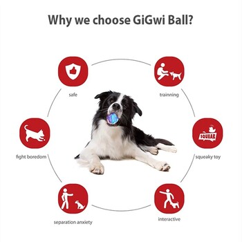 Gigwi Pet Toys Interactive Dog Ball Series G-Ball Squeaky Balls Dog Toys 2,5” για μικρούς/μεσαίους σκύλους που αναπηδούν και διάφορα χρώματα