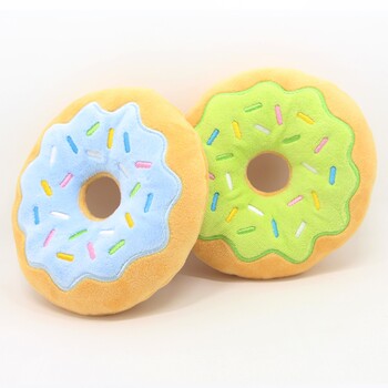 Dog Toys Donut βελούδινο Soundmaking Χαριτωμένα παιχνίδια κατοικίδια Σκύλος Squeaky ήχος Αστείος διαδραστικός ανθεκτικός στα δαγκώματα Τρίξιμο δοντιών με μάσημα