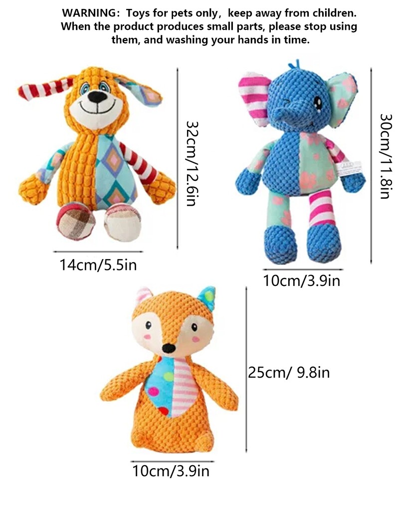 Плюшени играчки за кучета Животни във форма Устойчиви на ухапване Скърцащи играчки Вельветови играчки за кучета за малки големи кучета Кученца Аксесоари за обучение на домашни любимци