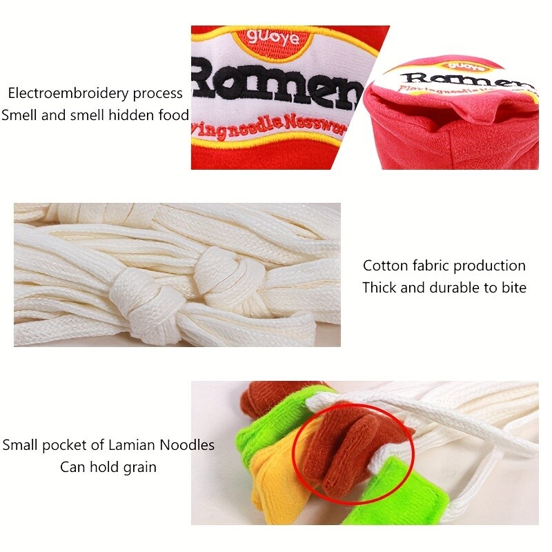 Igračka za njuškanje psića, slatke igračke za njuškanje ljubimaca, dizajn instant rezanaca Puppy Chew Squeaky Toy Oprema za kućne ljubimce Interaktivno dohvaćanje Igra za