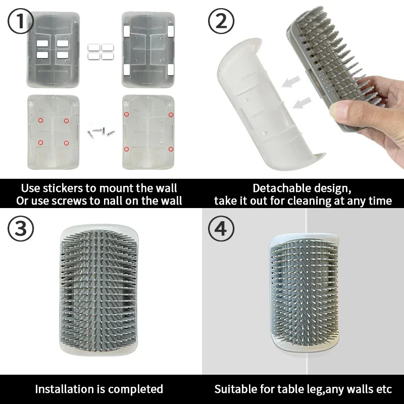 Котешка четка за стена Ъгъл Четка за гребен за котки Премахва космите на домашни любимци Подстригване за котки Аксесоари Продукти Консумативи Домашна градина