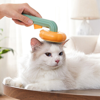 Pumpkin Pet Cat Grooming Comb Self Cleaning Slicker Brush for Cat Puppy Rabbit Премахва разхлабените подложки и гребен за заплетена коса