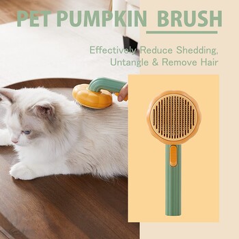 Pumpkin Pet Cat Grooming Comb Self Cleaning Slicker Brush for Cat Puppy Rabbit Премахва разхлабените подложки и гребен за заплетена коса