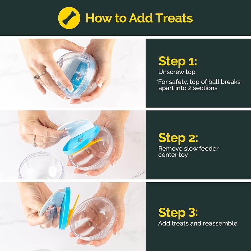 IQ kārumu dozators suņu kārumu dozators rotaļlieta bumbu interaktīva suņu rotaļlieta — 4 collu suņu barības rotaļlietas stimulācija, lēns padevējs