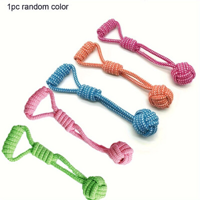 1 gab. izturīga suņu virvju rotaļlieta ar bumbu — visu šķirņu košļājamā un vilktā rotaļlieta, nejauša krāsu izvēle