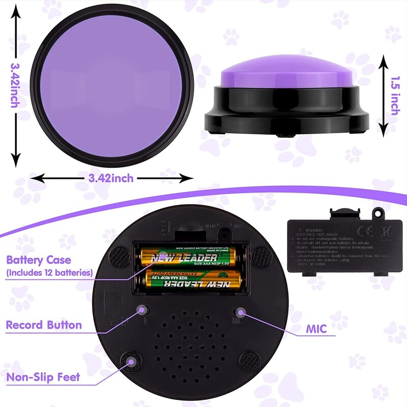 Beszélő kutya gombok Vicces hangrögzítő gomb kisállatkiképző hangjelzőhöz 30 másodperces felvétel lejátszása beszélő kommunikációs játékhoz