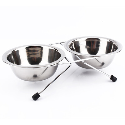 Mieli dvigubi nerūdijančio plieno dubenys šunų šuniukų kačių maistas vandens dubenėliui geležies stovas naminių gyvūnėlių dubenėlių rinkinys naminių gyvūnėlių dubenys naminių gyvūnėlių dvigubi dubenys