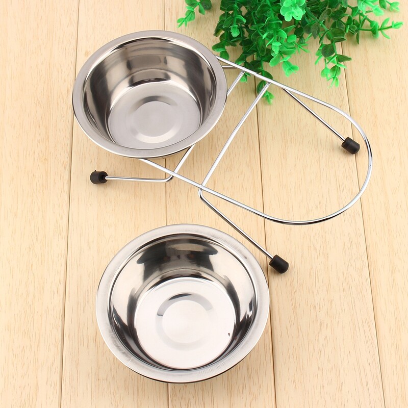 Сладки двойни двойни купи от неръждаема стомана Куче Кученце Котка Купа за храна за домашни любимци Ястие Стойка за желязо Комплект купи за домашни любимци Купи за домашни любимци Двойни купи за домашни любимци