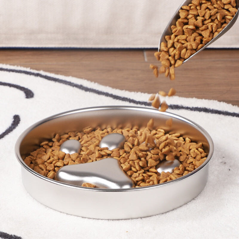 21,5 cm/8,46 collas mājdzīvnieku barošanas trauks, pretaizrīšanās bļoda, liels suns 304/201 nerūsējošā tērauda dzeramais ūdens, apaļa zivju kaula suņa ķepa