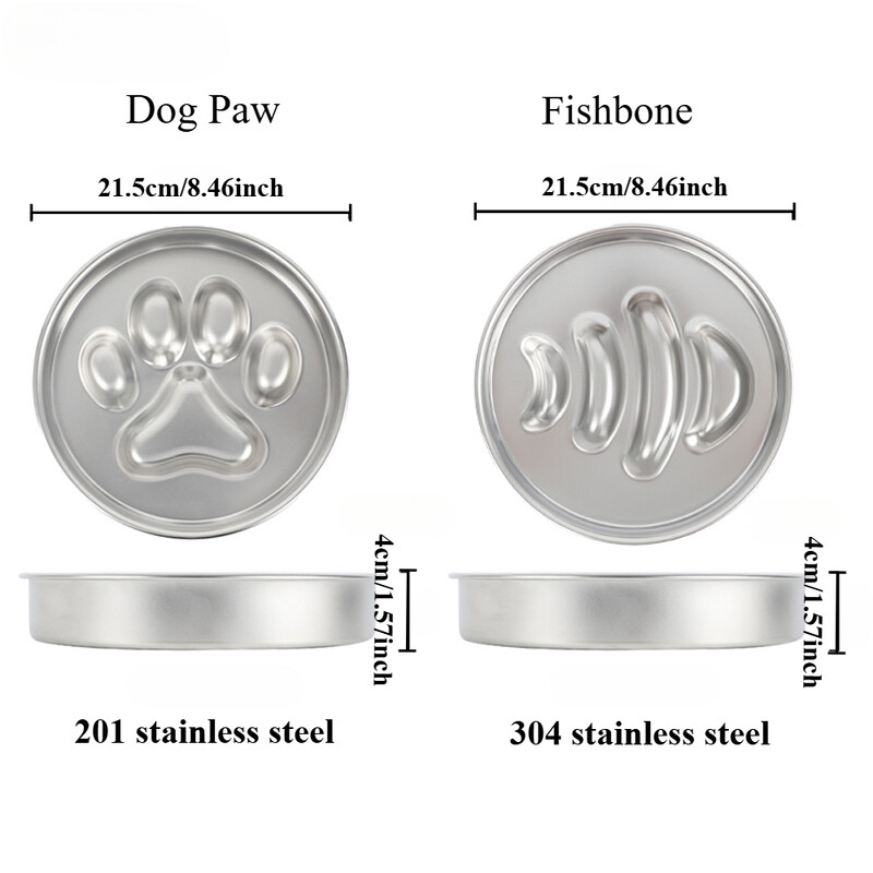 21,5 cm/8,46 collas mājdzīvnieku barošanas trauks, pretaizrīšanās bļoda, liels suns 304/201 nerūsējošā tērauda dzeramais ūdens, apaļa zivju kaula suņa ķepa