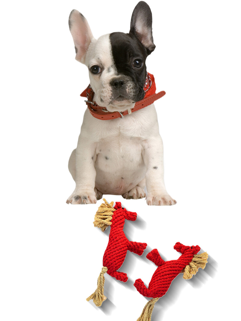 1 ručno tkana igračka za grickanje ljubimca ponija od crvenog pamučnog užeta za zabavu i interaktivne zalihe igračaka za kućne ljubimce koje su čvrste i otporne na ugrize