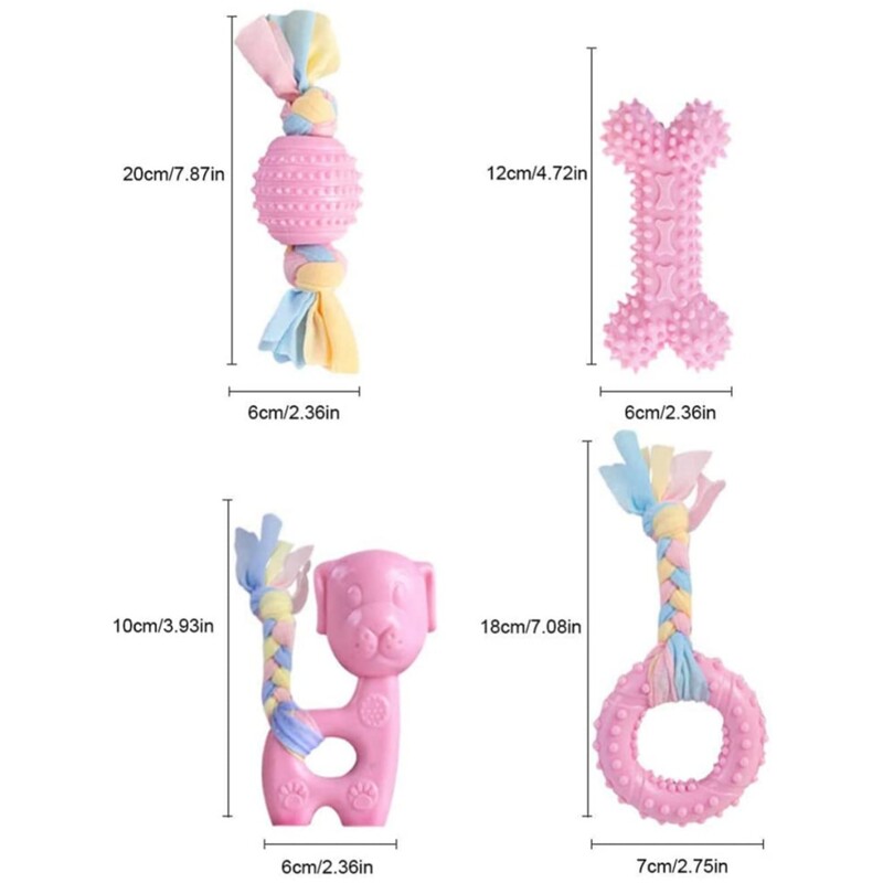 Suņu košļājamās rotaļlietas, 7-daļīgs kucēnu malšanas košļājamo rotaļlietu komplekts, kas piemērots interaktīvām mājdzīvnieku rotaļlietām maziem un vidējiem suņiem