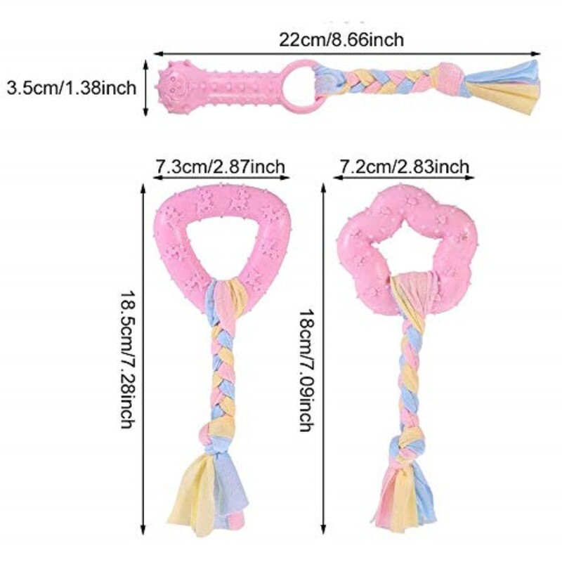 Suņu košļājamās rotaļlietas, 7-daļīgs kucēnu malšanas košļājamo rotaļlietu komplekts, kas piemērots interaktīvām mājdzīvnieku rotaļlietām maziem un vidējiem suņiem