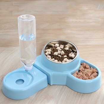 1 комплект Blue Pet Dog Cat Bowl Fountain Automatic Food Feeder Container for Cats Dogs Drinking Домашни любимци Статии Две в Едно