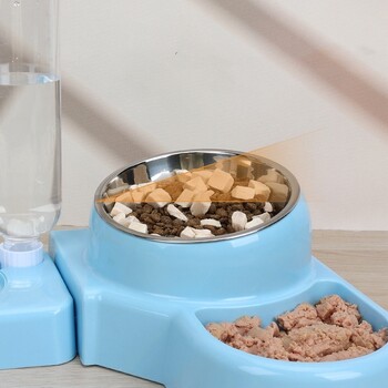 1 комплект Blue Pet Dog Cat Bowl Fountain Automatic Food Feeder Container for Cats Dogs Drinking Домашни любимци Статии Две в Едно