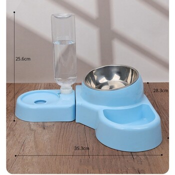 1 комплект Blue Pet Dog Cat Bowl Fountain Automatic Food Feeder Container for Cats Dogs Drinking Домашни любимци Статии Две в Едно