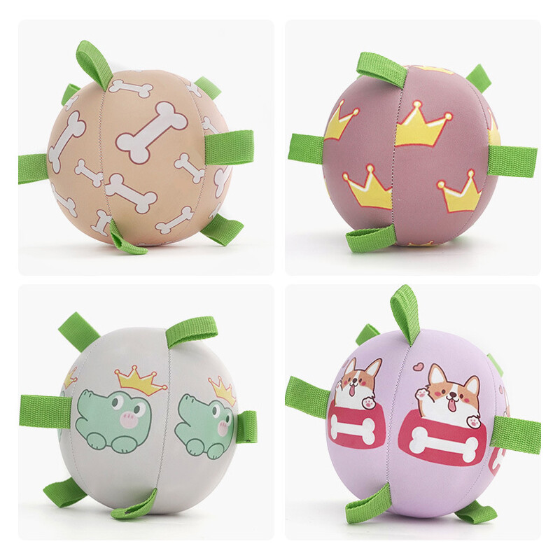 Jauna suņu vilkšanas rotaļlieta āra suņu bumba elastīga čīkstoša futbola suņu bumbas rotaļlieta Daudzfunkcionāla suņu mājdzīvnieku interaktīva bumba