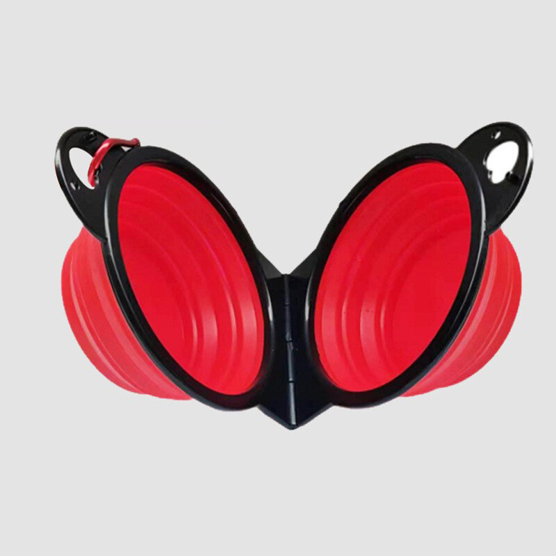 2 в 1 Сгъваема двойна купа за хранене Мини сгъваема купа за вода за кучета и котки Отворен преносим комплект за пътуване Аксесоари за кучета