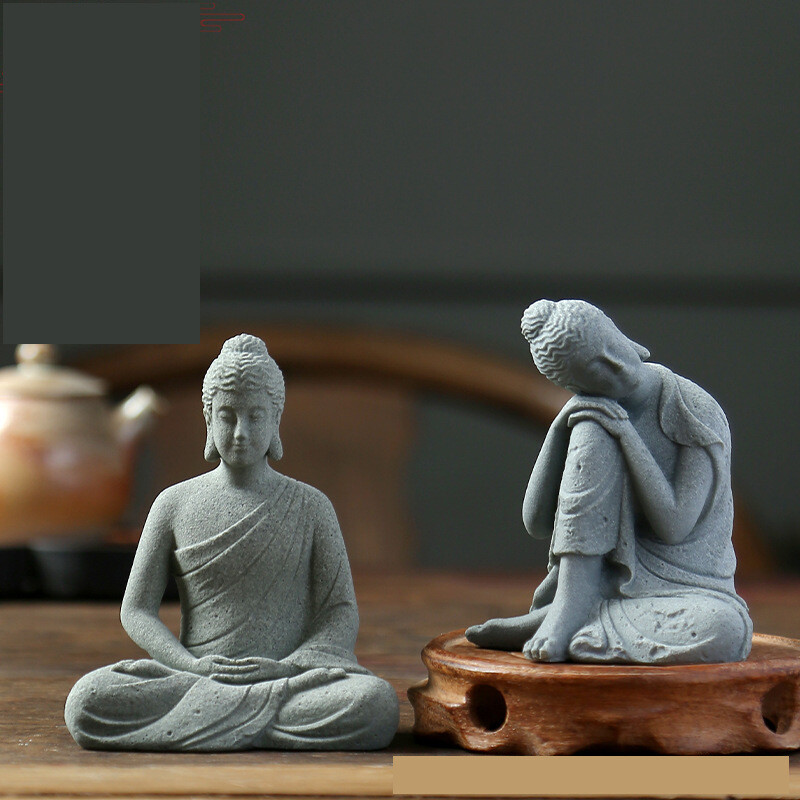 Pejzaž od zelenog pješčenjaka kip Bude mali ukrasi vrtlarstvo bonsai kamenjar mikro krajolik uređenje akvarija čaj kućni ljubimac ukras u nacionalnom stilu