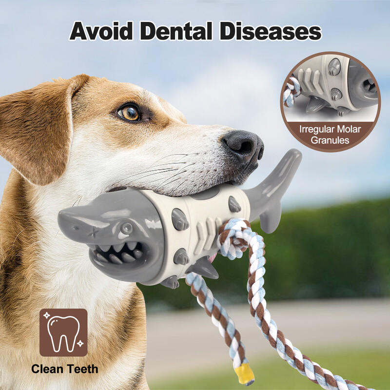 Igračke za žvakanje pasa U obliku morskog psa s užetom Igračke za brušenje zubima Čišćenje zubi Interaktivna obuka i pribor za kućne ljubimce otporan na ugriz