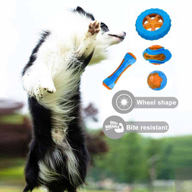 Gumijas suņu rotaļlietas suņiem, košļājamās, kodumiem izturīgas, čīkstošas apmācības rotaļlieta Interaktīvas suņu rotaļlietas lieliem suņiem Zobu tīrīšana