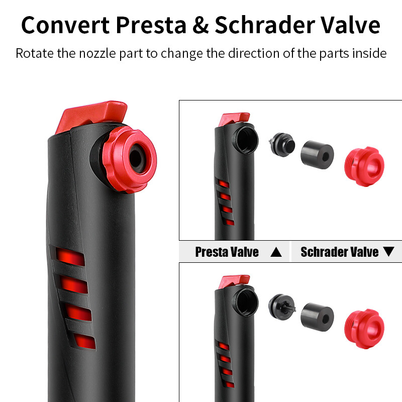WEST BIKING 120 PSI pārnēsājamais velosipēda sūknis Mini Convert Presta/Schrader velosipēda gaisa sūknis MTB šosejas velosipēdu riepu rīku riteņbraukšanas piederumi