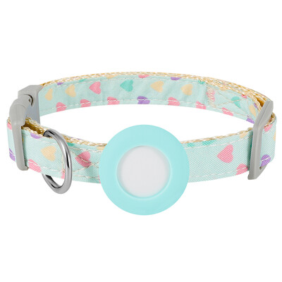 Jauka mājdzīvnieka kaklasiksna Airtagam Regulējama kakla siksna kaķim mazam sunim, izturīga kaķa kaklarota kucēna apkakle Sirds formas apdruka