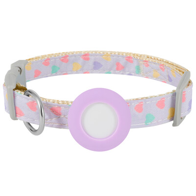 Jauka mājdzīvnieka kaklasiksna Airtagam Regulējama kakla siksna kaķim mazam sunim, izturīga kaķa kaklarota kucēna apkakle Sirds formas apdruka