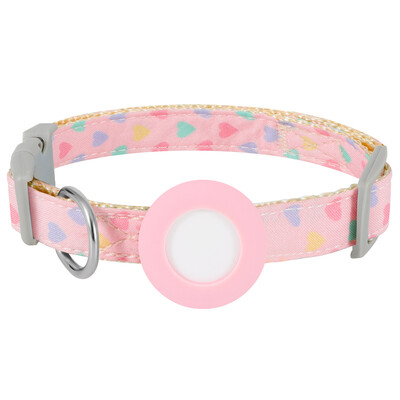 Jauka mājdzīvnieka kaklasiksna Airtagam Regulējama kakla siksna kaķim mazam sunim, izturīga kaķa kaklarota kucēna apkakle Sirds formas apdruka