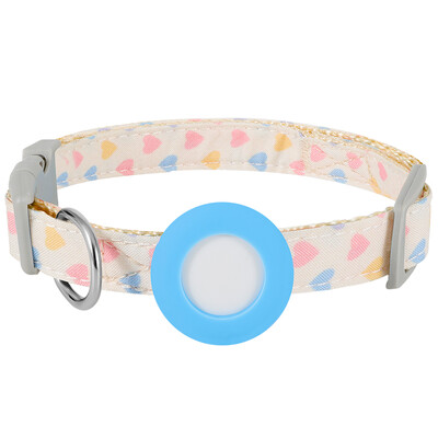 Jauka mājdzīvnieka kaklasiksna Airtagam Regulējama kakla siksna kaķim mazam sunim, izturīga kaķa kaklarota kucēna apkakle Sirds formas apdruka