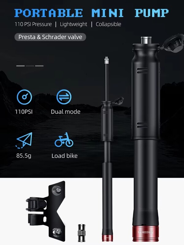 Velosipēdu sūknis pārnēsājams mini velosipēdu sūknis riteņbraukšanai rokas gaisa sūknis, lodveida riepu piepūtējs Schrader Presta Valve MTB šosejas velosipēdu piederumi