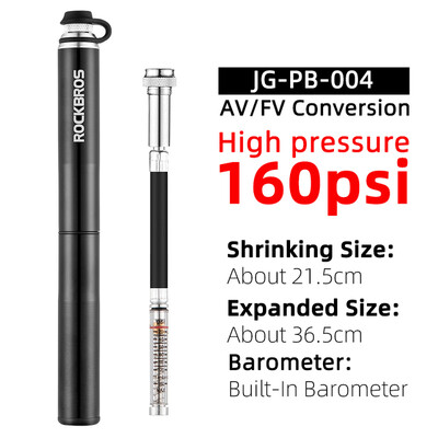 ROCKBROS 130PSI Mini pumpa za bicikle Aluminijska legura Prijenosni bicikl otporan na padove Ultralaka ručna zračna pumpa MTB biciklistička pumpa za brdsku cestu