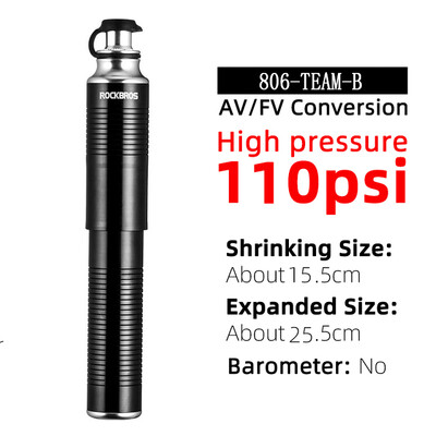 ROCKBROS 130PSI Mini pumpa za bicikle Aluminijska legura Prijenosni bicikl otporan na padove Ultralaka ručna zračna pumpa MTB biciklistička pumpa za brdsku cestu