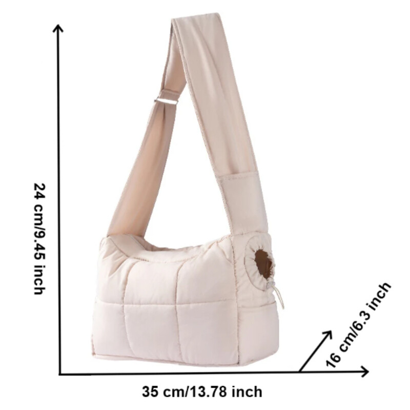 Чанта за носене на рамо за домашни любимци Чанта за носене на котки Зимна чанта за пътуване на открито за кученца Преносима топла разходка на котки